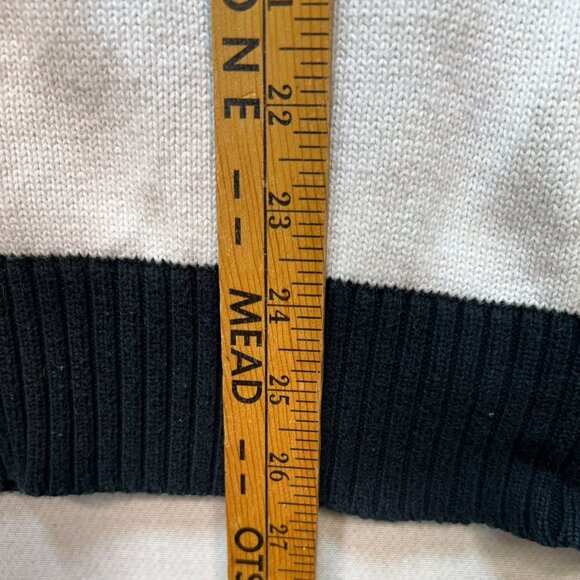 Chaps Womens Full Zip Sweater Size 3X Black White Striped Rib Knit Mock Neck Y2K - Picture 7 of 12